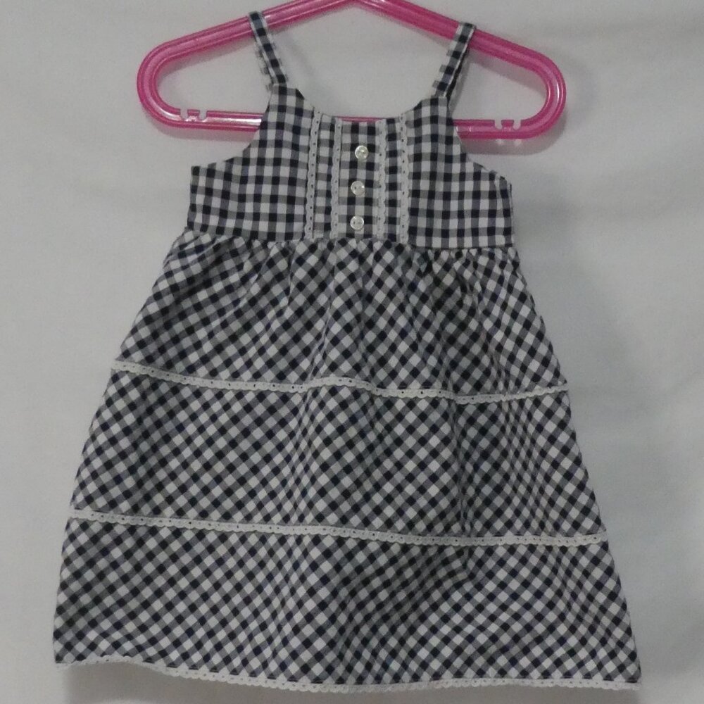 GIRANDOLA 24 months Made In Portugal Blue and White Checkered Summer Dress